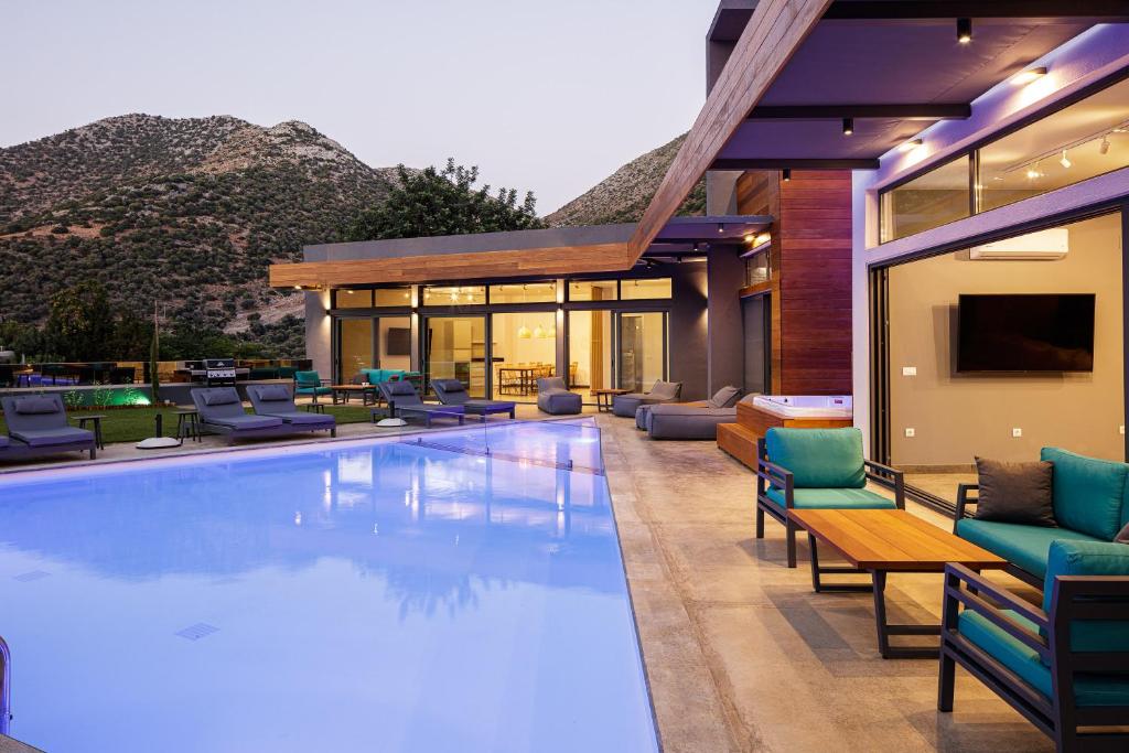53 Luxury Hillside 5 bed Villa with Panoramic Sea Views – Bali, Rethymno, Crete