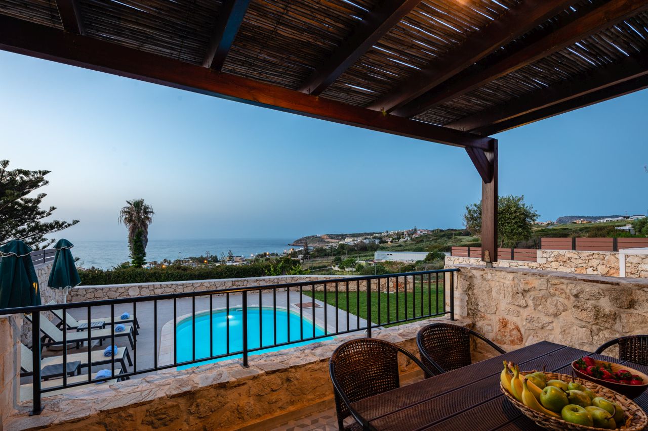 Charming Stonebuilt- Seaview Villa with Private Pool Near Rethymno