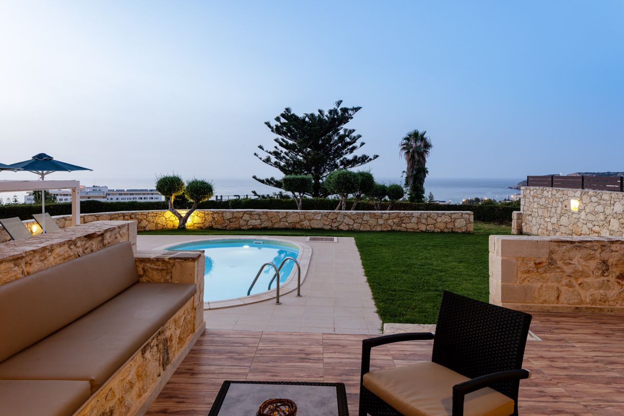 Charming Stonebuilt- Seaview Villa with Private Pool Near Rethymno