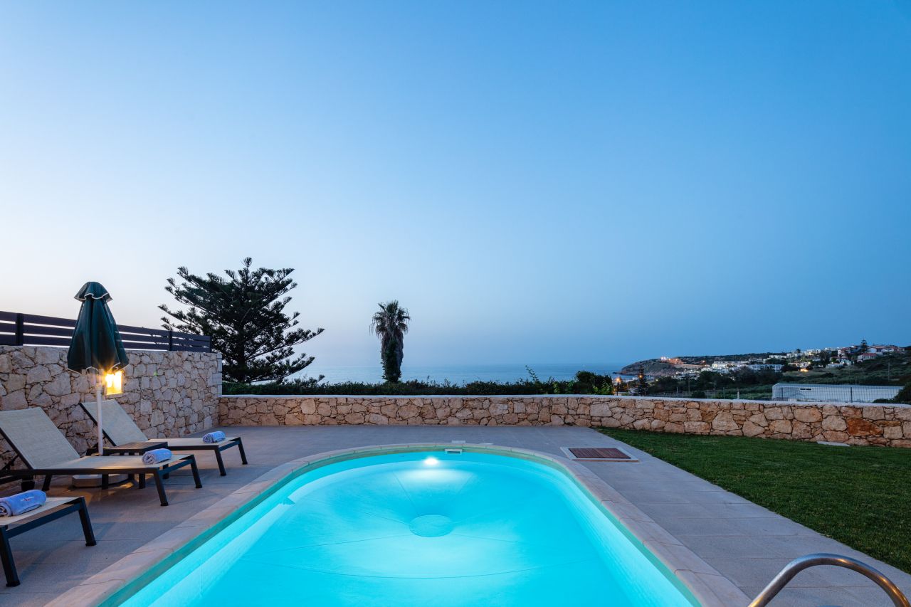 Charming Stonebuilt- Seaview Villa with Private Pool Near Rethymno