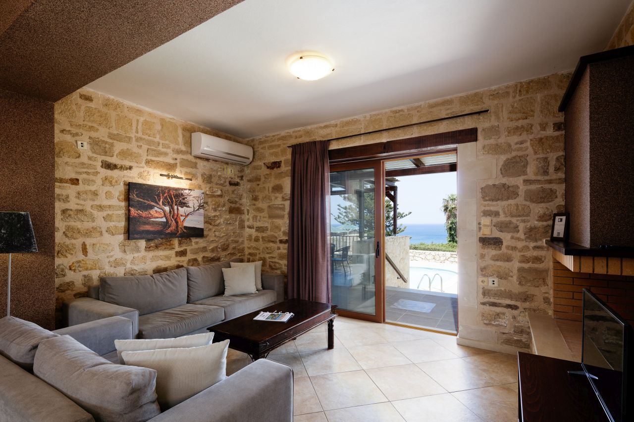 Charming Stonebuilt- Seaview Villa with Private Pool Near Rethymno