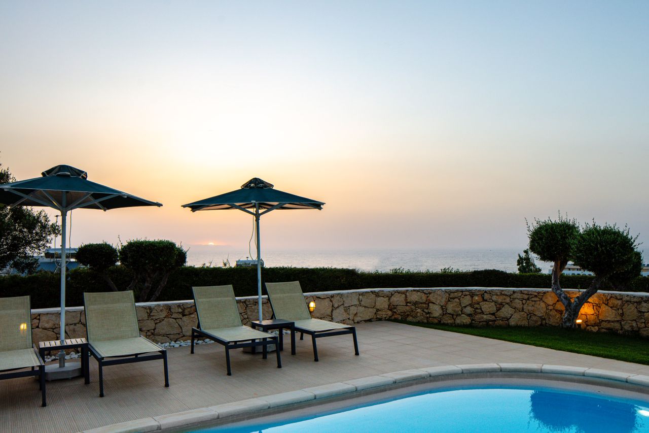 Charming Stonebuilt- Seaview Villa with Private Pool Near Rethymno