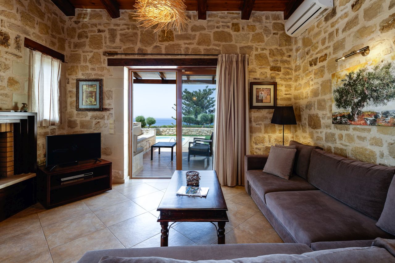 Charming Stonebuilt- Seaview Villa with Private Pool Near Rethymno