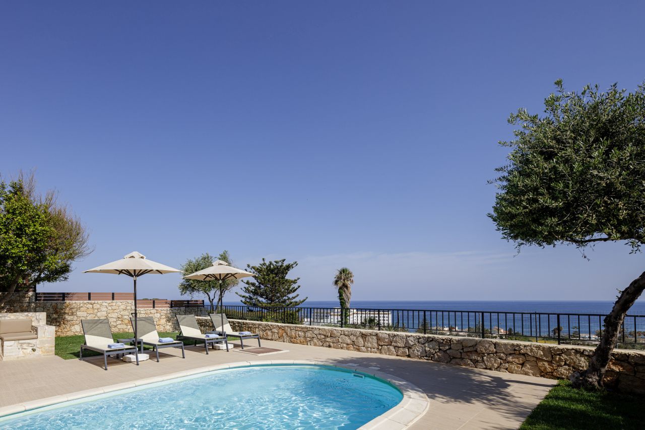 Charming Stonebuilt- Seaview 3 bed Villa with Private Pool Near Rethymno