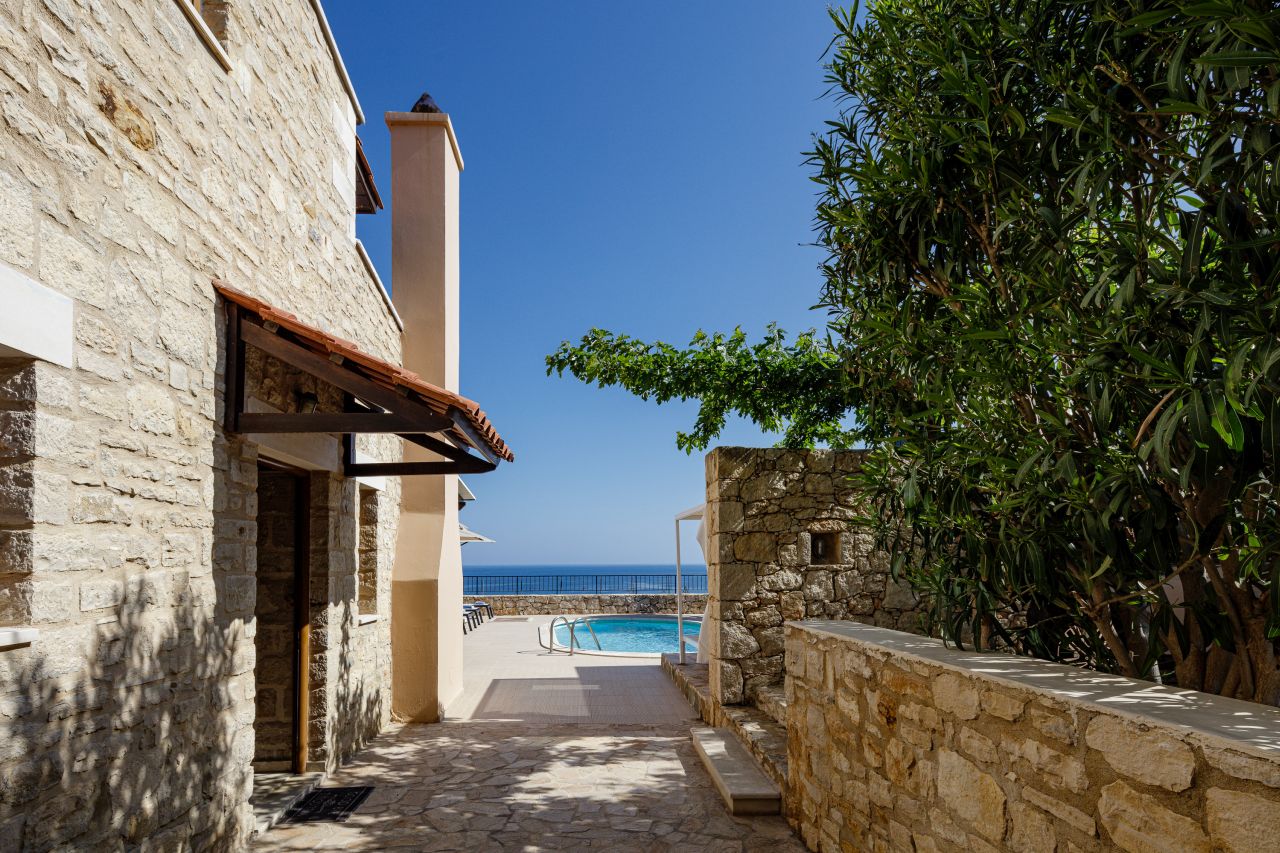 Charming Stonebuilt- Seaview 3 bed Villa with Private Pool Near Rethymno