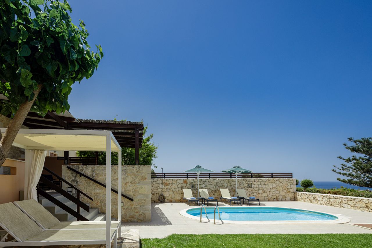 Charming Stonebuilt- Seaview Villa with Private Pool Near Rethymno