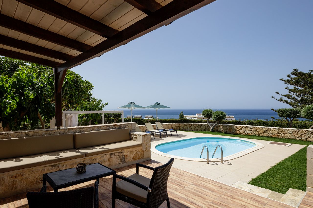Charming Stonebuilt- Seaview Villa with Private Pool Near Rethymno