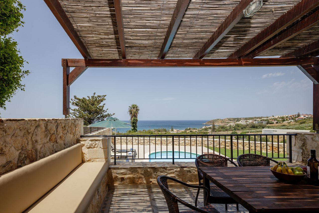 Charming Stonebuilt- Seaview Villa with Private Pool Near Rethymno