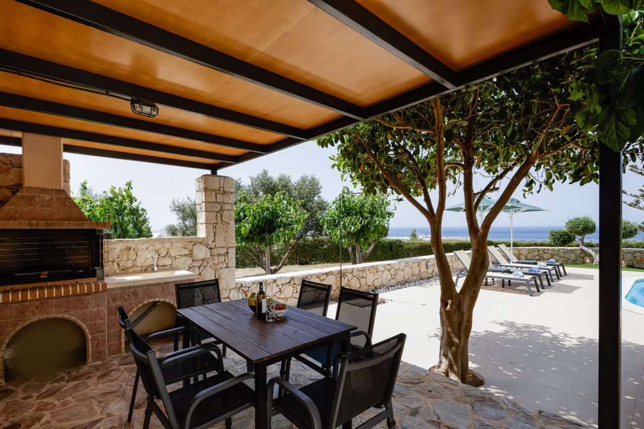 Charming Stonebuilt- Seaview Villa with Private Pool Near Rethymno
