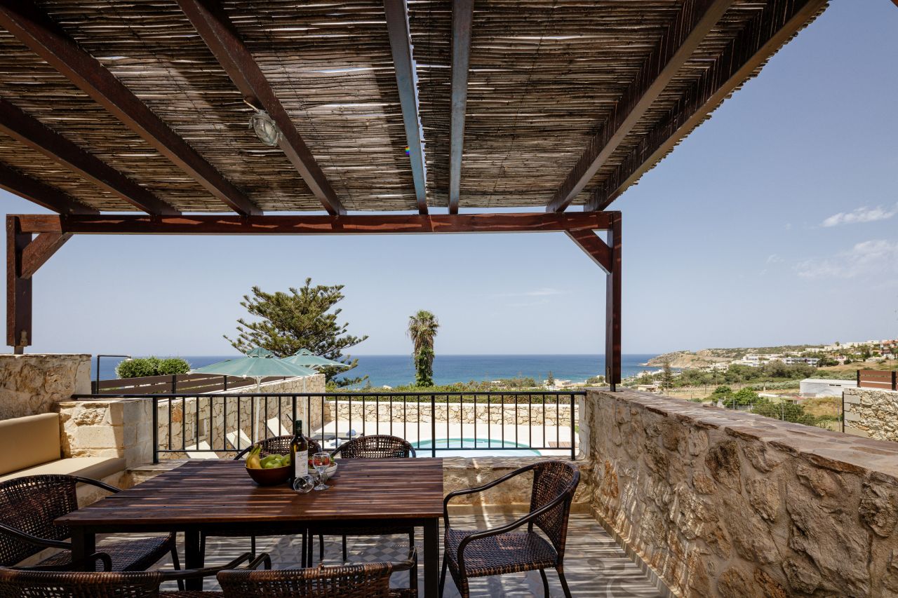 Charming Stonebuilt- Seaview Villa with Private Pool Near Rethymno