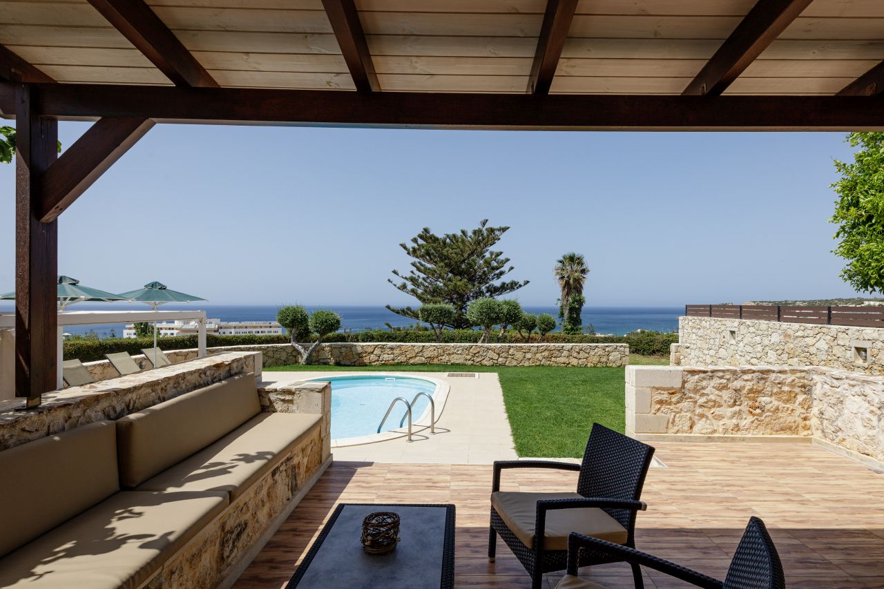 Charming Stonebuilt- Seaview Villa with Private Pool Near Rethymno