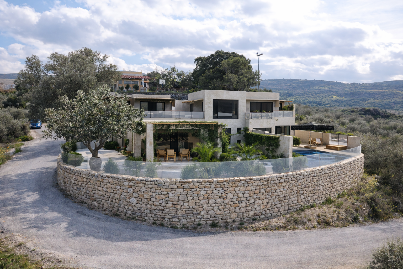 Exclusive complex of 3 sea view villas -under construction in Mesi